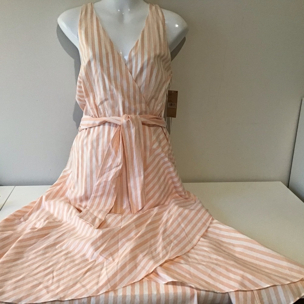 Cremieux Dress 6 Maxi NWT $149 Peach White Stripe - Picture 2 of 16